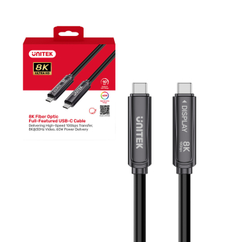 Unitek Kabel optyczny USB-C | 10Gbps | PD60W | 8K@30Hz | czarny, 7m Unitek Kabel optyczny USB-C | 10Gbps | PD60W | 8K@30Hz | czarny, 7m