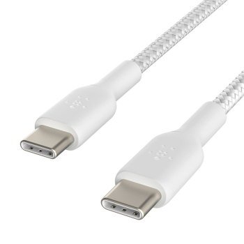 Belkin Kabel USB C na USB C 60W oplot, biały 0,15m