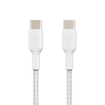 Belkin Kabel w oplocie USB-C na USB-C 60W, 1 m, biały
