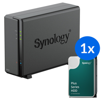 Synology DS124 /8T | 1-zatokowy serwer NAS w zestawie z dyskiem o łącznej pojemności 8TB, Tower