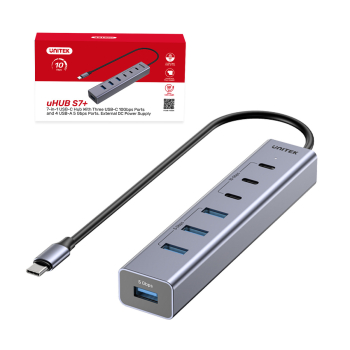 Unitek Aktywny Hub USB-C 3x USB-C 10Gbps 4x USB-A 5 Gbps z zasilaczem Unitek Aktywny Hub USB-C 3x USB-C 10Gbps 4x USB-A 5 Gbps z zasilaczem