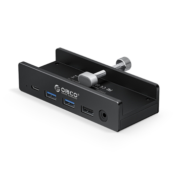 Orico Hub USB-C aktywny, PowerDelivery 100W, HDMI 4K, RJ45, przykręcany do biurka, czarny Orico Hub USB-C aktywny, PowerDelivery 100W, HDMI 4K, RJ45, przykręcany do biurka, czarny