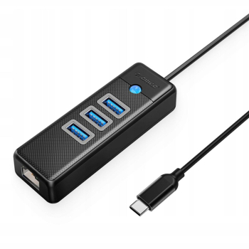 Orico Hub USB-C, RJ45 Ethernet 2,5Gbps, 3x USB-A, czarny Orico Hub USB-C, RJ45 Ethernet 2,5Gbps, 3x USB-A, czarny