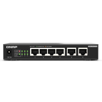 QNAP QSW-2104-2T-R2 | Kompaktowy niezarządzany przełącznik 6 portowy, 4x 2,5GbE 2x 10GbE Base-T