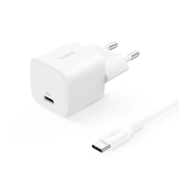 Belkin Ładowarka USB-C 25W PD 3.1, kompaktowa, kabel USB-C, biała Belkin Ładowarka USB-C 25W PD 3.1, kompaktowa, kabel USB-C, biała