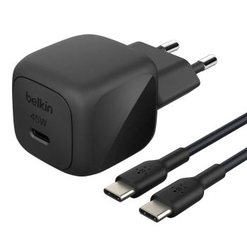 Belkin Ładowarka USB-C 45W, PD 3.1, BoostCharge, kompaktowa, kabel USB-C, czarna