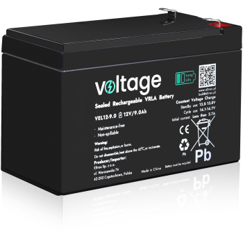Akumulator AGM Voltage Long Life 12V 9Ah VEL12-9.0 (Żywotność 15 lat)