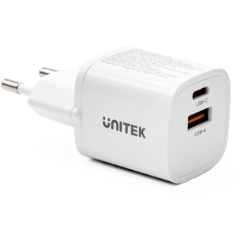 Ładowarka sieciowa Unitek 33W biała (USB-A, USB-C)