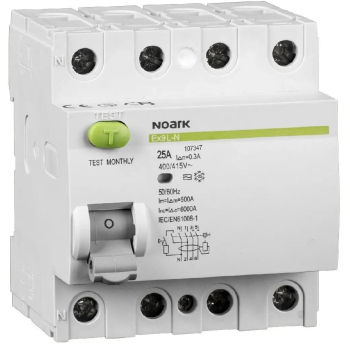 WYŁĄCZNIK RÓŻNICOWOPRĄDOWY, 6 KA, 25A, 30MA, 4P TYP AC EX9L-N. Noark 108331