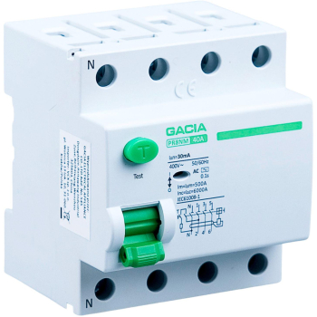 Wyłącznik różnicowoprądowy 40A, 30mA, 4P, typ A GACIA PR8NM 4P 40A 30MA A