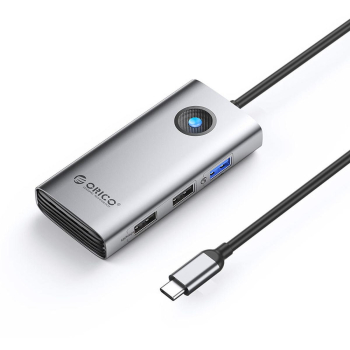 Hub USB Orico 5Gbps, USB-A, 2xUSB-A 2.0, PD60W, HDMI 4K@30Hz, szary