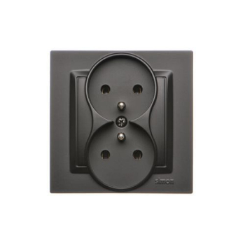 KONTAKT SIMON 10 CZARNY MAT GNIAZDO Z/U 2X ZACISKI ŚRUBOWE 16A 250V