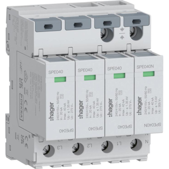 SPD Ogranicznik przepięć T2 4P 3+1 sieć TN-S/TT In=20kA Up≤1,35kV SPE440 Hager