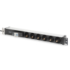 Listwa zasilająca DIGITUS PDU 19" RACK 6xSchuko kabel 2m 1xSchuko 16A wł./wył. nadmiarowo-prądowy alu.