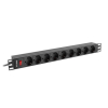 Listwa zasilająca Lanberg do RACK 1U 16A PDU 9x Schuko 3m czarna