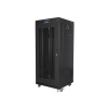 Szafa instalacyjna Rack stojąca 19" 27U 600x600 czarna drzwi perforowane LCD Lanberg (flat pack)