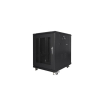 Szafa instalacyjna Rack stojąca 19" 15U 600x800 czarna drzwi perforowane Lanberg (flat pack)