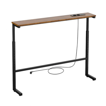 Stolik z listwą ładującą konsola Maclean MC-140 B, czarna z rustykalnym blatem, reg. wysokości 62-83cm, max 25kg,przewód 2,5m