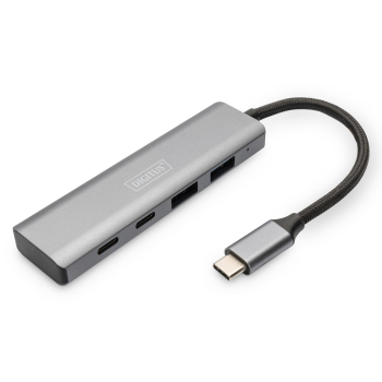 Hub USB Typ C DIGITUS 4-portowy 2x USB-A, 2x USB-C aluminium 10Gbps