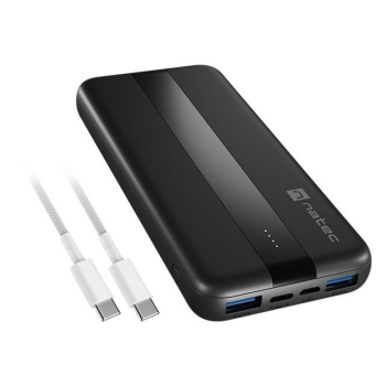 Powerbank Natec Trevi Slim Q V2 10000Mah PD USB-C 20W + USB-A 18W + Kabel USB-C - USB-C