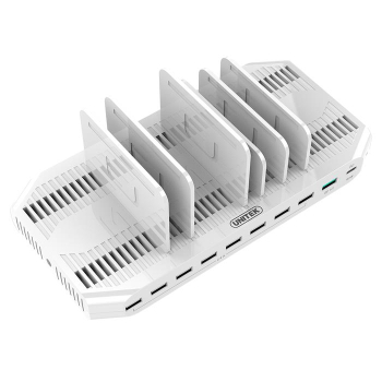 Stacja ładująca Unitek Y-2190, 10 x USB; QC3.0; USB-C Power Delivery; 160W