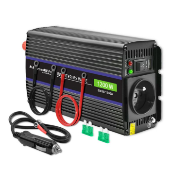 Przetwornica napięcia Qoltec Monolith 1200 MS Wave | 12V na 230V | 600/1200W | USB