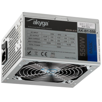 Zasilacz ATX 550W Akyga Basic AK-B1-550 Fan12cm P4 3xSATA PCI-E