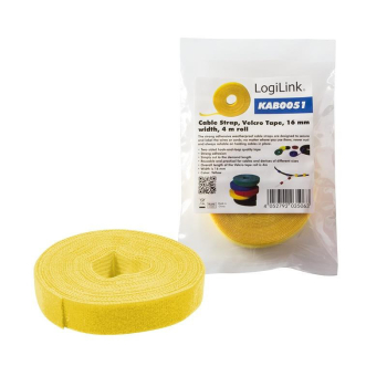 Organizer kabli LogiLink KAB0051 taśma 4m, rolka żółta