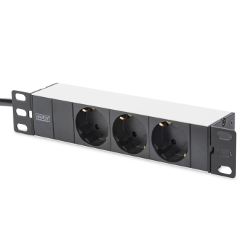 Listwa zasilająca DIGITUS do szaf 10" RACK 3xSchuko, 2m 1xSchuko, 16A, aluminiowa