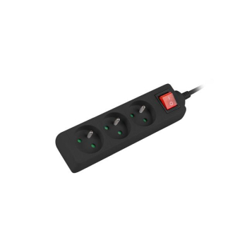 Listwa przedłużacz Lanberg 1,5m czarna 3x 230V PL, z wyłącznikiem, kabel wykonany z pełnej miedzi