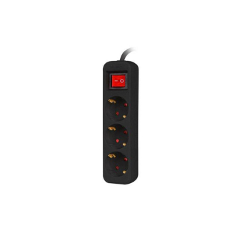 Listwa przedłużacz Lanberg 1,5m czarna 3x 230V Schuko z wyłącznikiem, kabel wykonany z pełnej miedzi