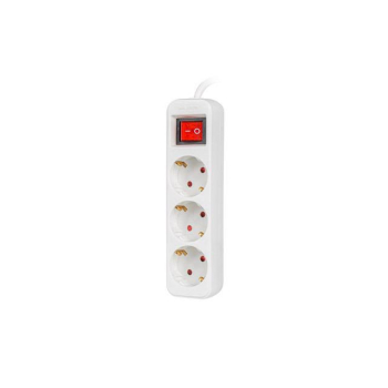 Listwa przedłużacz Lanberg 1,5m biała 3x 230V Schuko z wyłącznikiem, kabel wykonany z pełnej miedzi