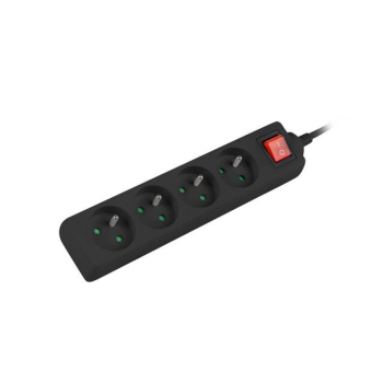 Listwa przedłużacz Lanberg 1,5m czarna 4x 230V PL, z wyłącznikiem, kabel wykonany z pełnej miedzi