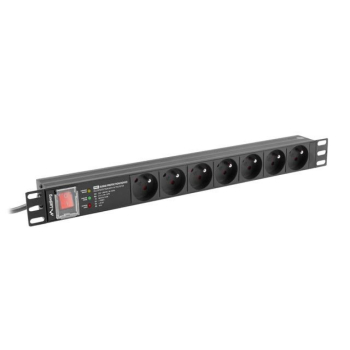Listwa zasilająca Lanberg do RACK 19" 1U 16A PDU PRO 7x PL SPD-3MP 2m czarna