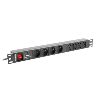 Listwa zasilająca Lanberg do RACK 1U 10A PDU 4x PL + 4x IEC C13 2m czarna