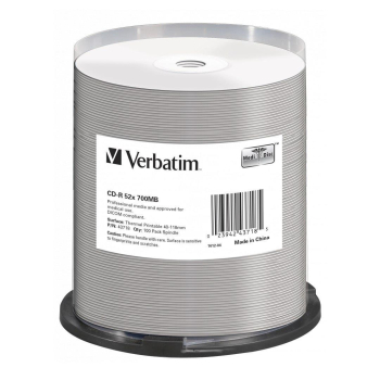 Płyty CD-R VERBATIM  52x Cake 100 szt AZO Thermal Nadruk