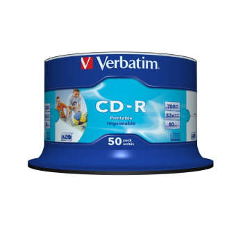 Płyty CD-R Verbatim 52x 700MB (Cake 50) WIDE PRINTABLE NON-ID