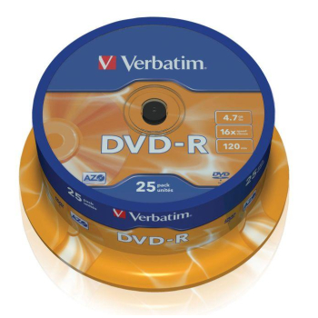 Płyty DVD-R Verbatim 16x 4.7GB (Cake 25) MATT SILVER