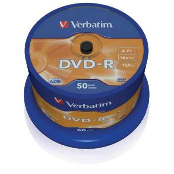 Płyty DVD-R Verbatim 16x 4.7GB (Cake 50) MATT SILVER