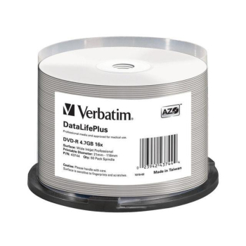 Płyty DVD-R Verbatim 4.7GB X16 AZO DL+ printable NO ID (50 Cake)