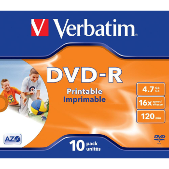Płyty DVD-R Verbatim 4.7GB X16 Printable (10 Jewel Case)