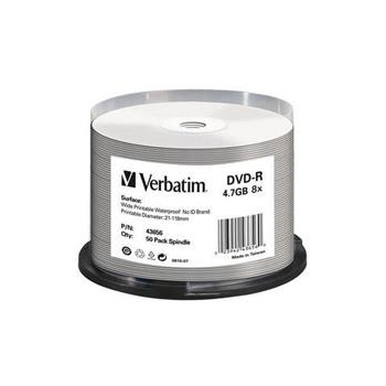 Płyty DVD-R Verbatim 4,7GB  16x Cake 50 szt Nadruk Waterproof