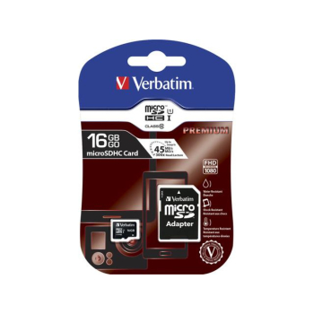Karta pamięci MicroSDHC Verbatim 16GB Class 10 + adapter