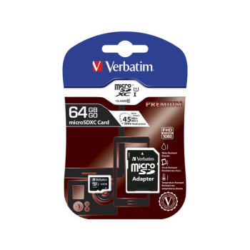 Karta pamięci MicroSDXC Verbatim 64GB Class 10 + adapter