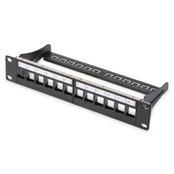 Patch panel pusty DIGITUS 10" 12 port 1U do modułów keystone (RAL 9005)