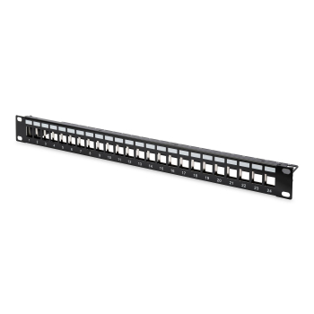 Patch panel pusty DIGITUS 19" 24 port 1U do modułów keystone (RAL 9005)