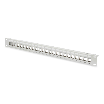 Patch panel pusty DIGITUS 19" 24 port 1U do modułów keystone (RAL 7035)