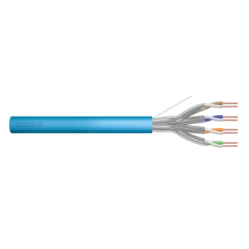 Kabel teleinformatyczny instalacyjny DIGITUS kat.6A, U/FTP, Dca, drut, AWG 23/1, LSOH, 50m, niebieski, ofoliowany
