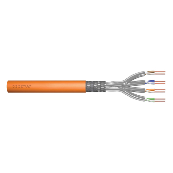 Kabel teleinformatyczny instalacyjny DIGITUS kat.7, S/FTP, Dca, drut, AWG 23/1, LSOH, 100m, pomarańczowy