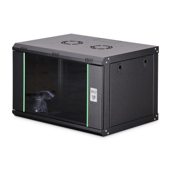 Szafa sieciowa wisząca jednosekcyjna DIGITUS Dynamic 19" 7U, 600x450, drzwi szyba, czarny, niezmontowana, 60kg
